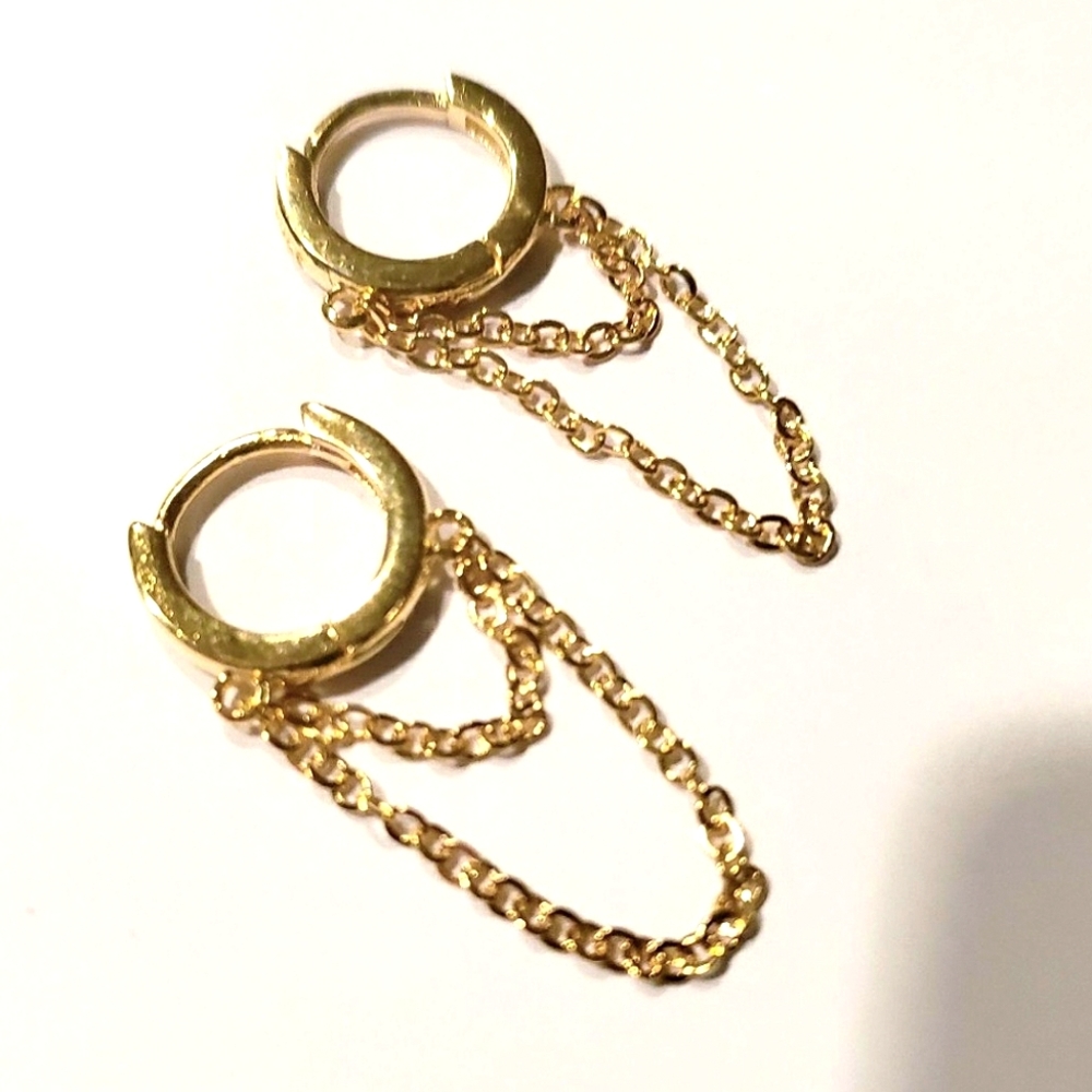 .925 Sterling Silver: double layer tassel hoop earrings - Picture 3 of 6